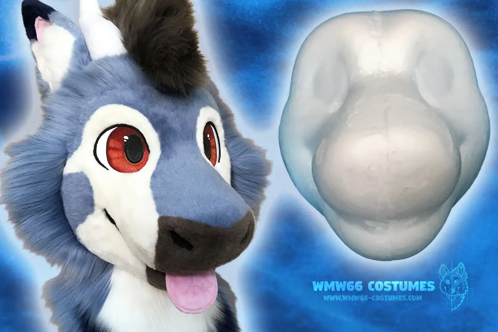 Toony Dragon Fursuit base comparison next to Toony Dragon Jaffa fursuit made on base.